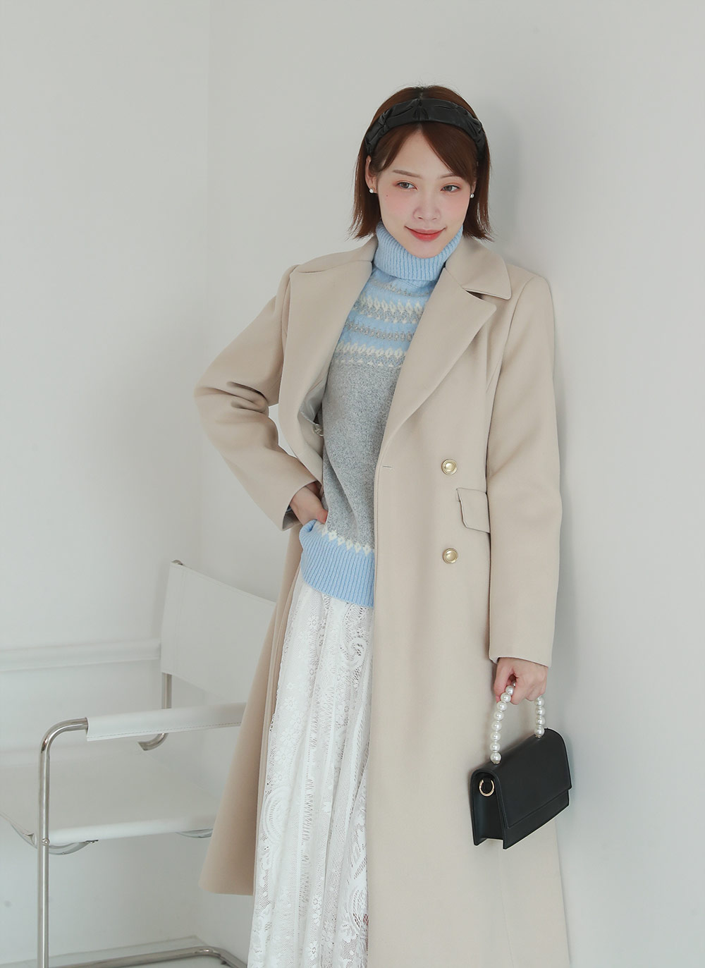 ダブルボタンAラインロングコート | レディースファッション通販 - DHOLIC