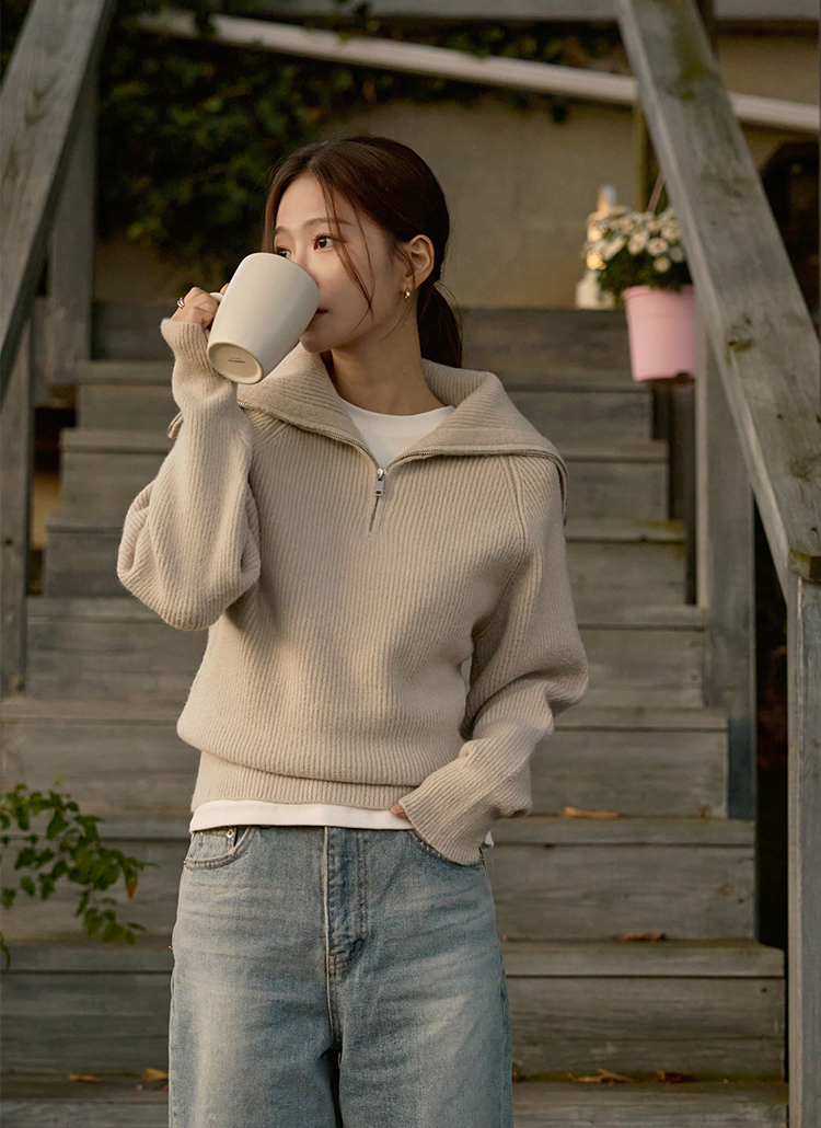 ハーフジップラグランセーラーニット | レディースファッション通販