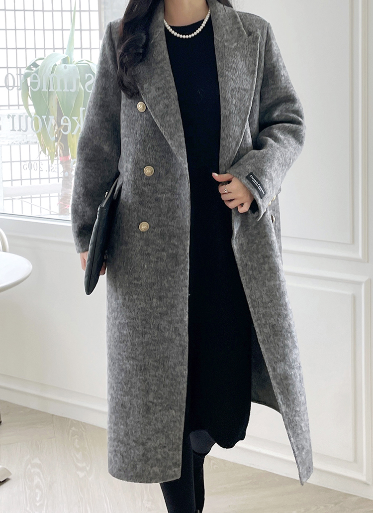 モヘア風ダブルボタンロングコート | レディースファッション通販 - DHOLIC
