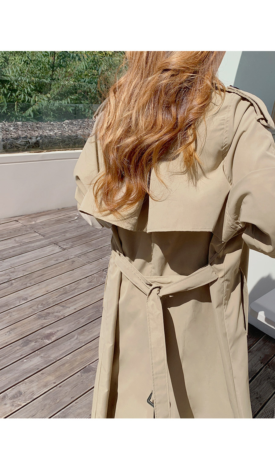 ベルト付エポレットロングトレンチコート | レディースファッション