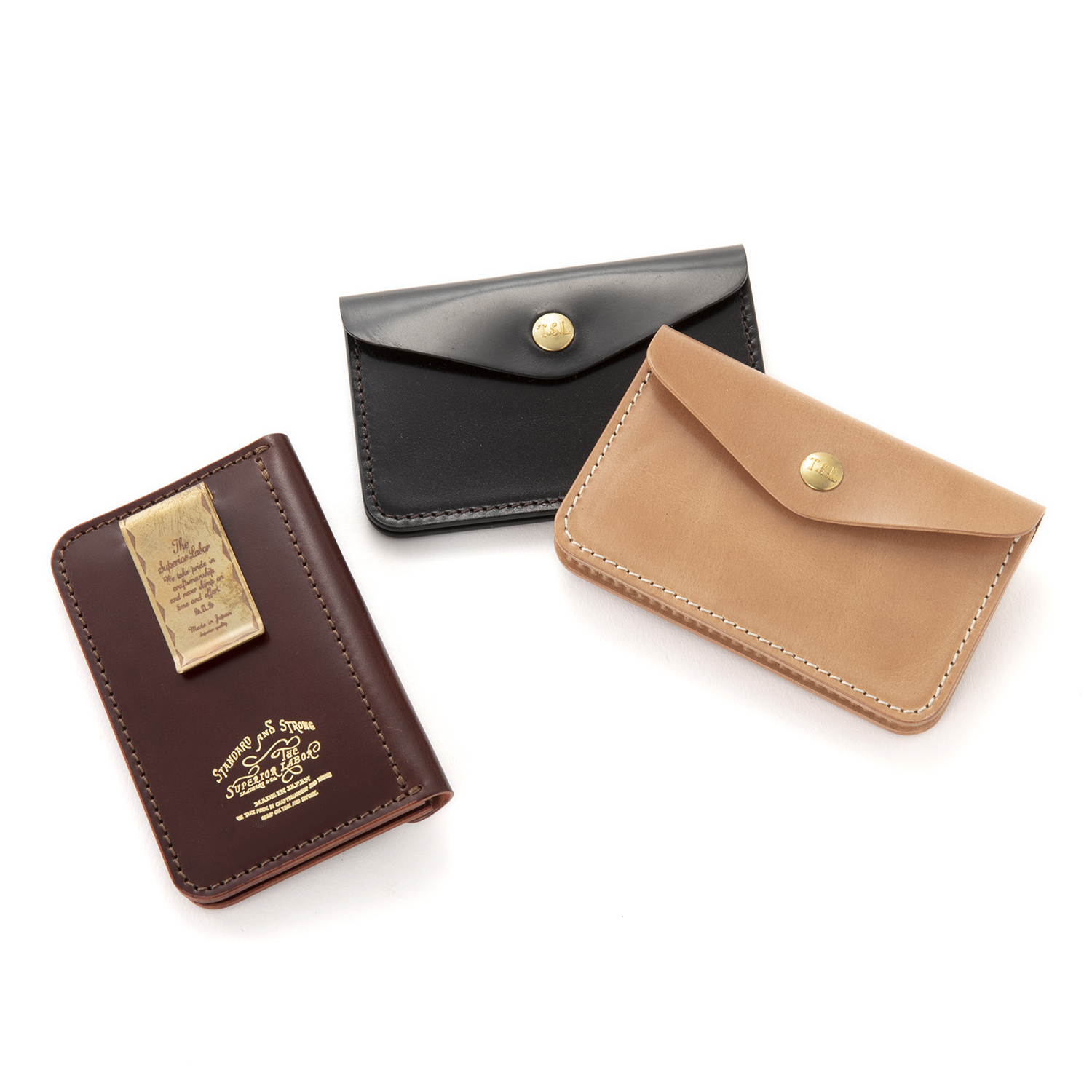 表も裏もキラリ！】コードバンカードケース×真鍮マネークリップ