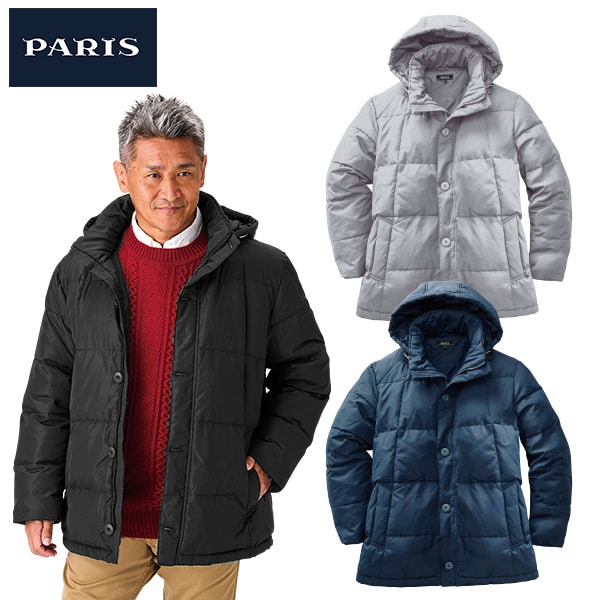 パリス メンズダウンコート(ブラック/M): メンズファッション／は