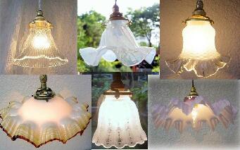 フランスアンティーク調ガラスランプシェード（ガラスシェード