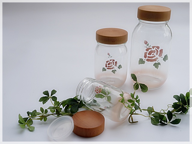 マニー ローズガラス 木ふたガラスボトル S【イマン、マニーと薔薇の