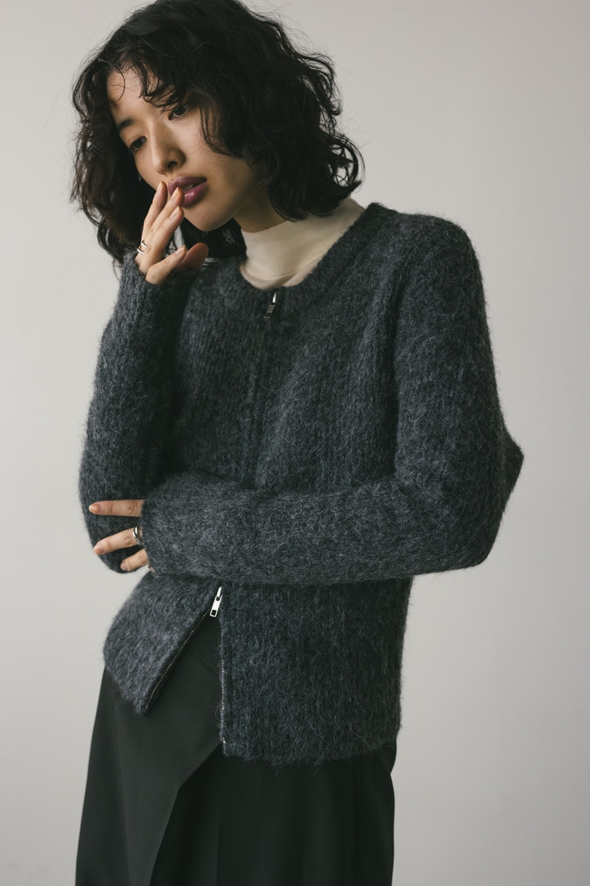 STYLEMIXER | フラッフィージップニットカーデ (カーディガン ) |SHEL