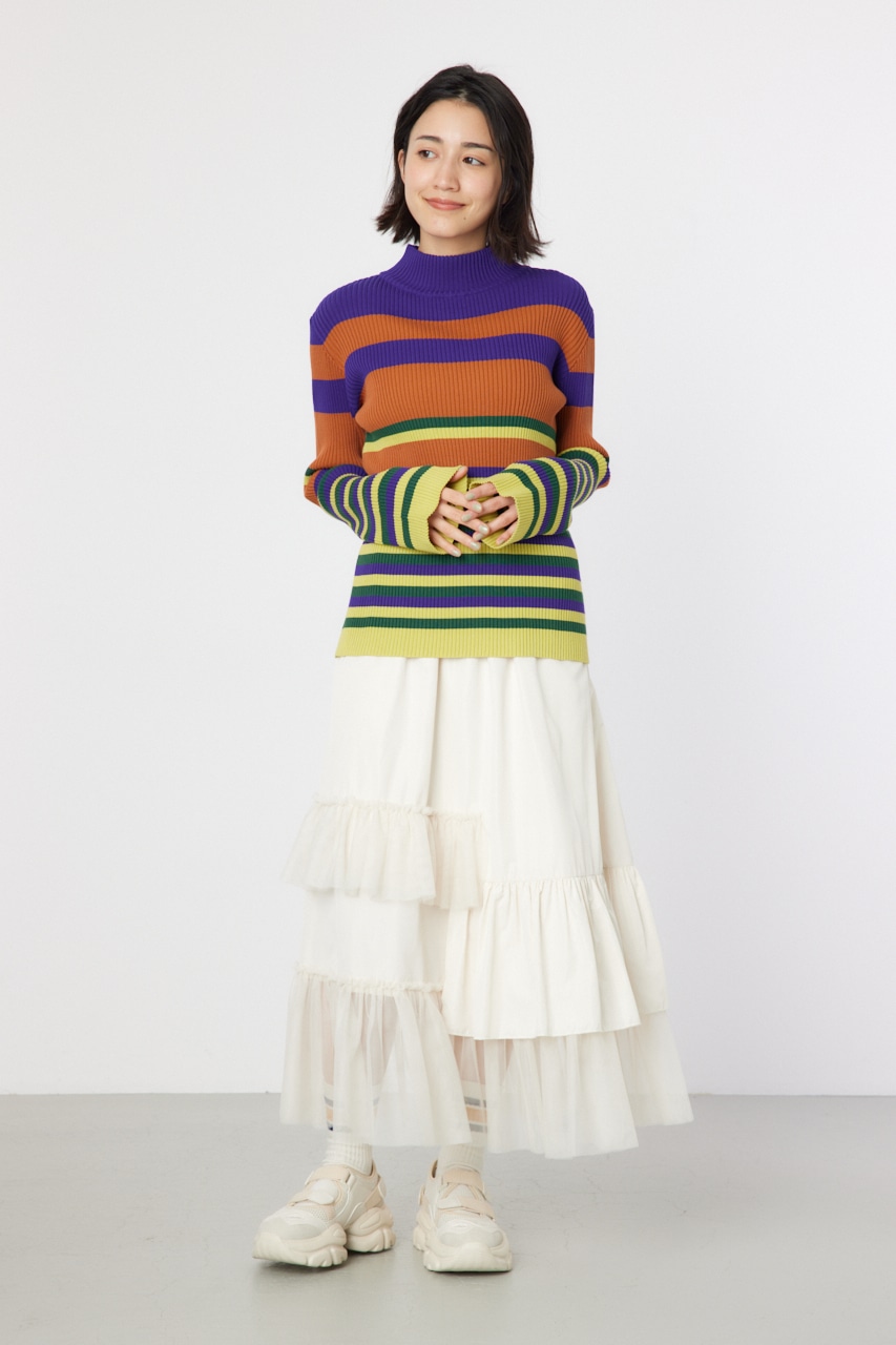 RODEO CROWNS WIDE BOWL | マルチボーダーハイネックトップス (ニット