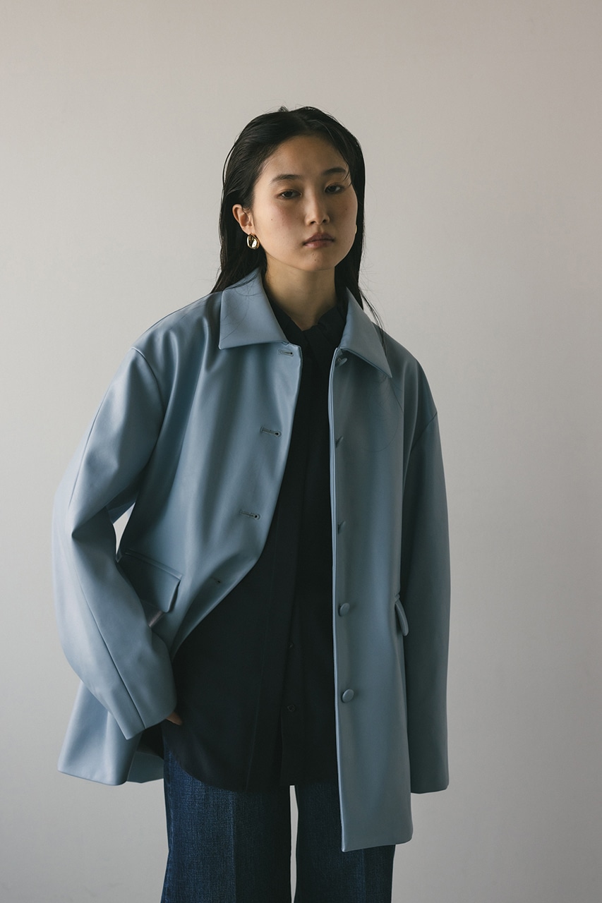 STYLEMIXER | ステンカラーフェイクレザージャケット (ジャケット