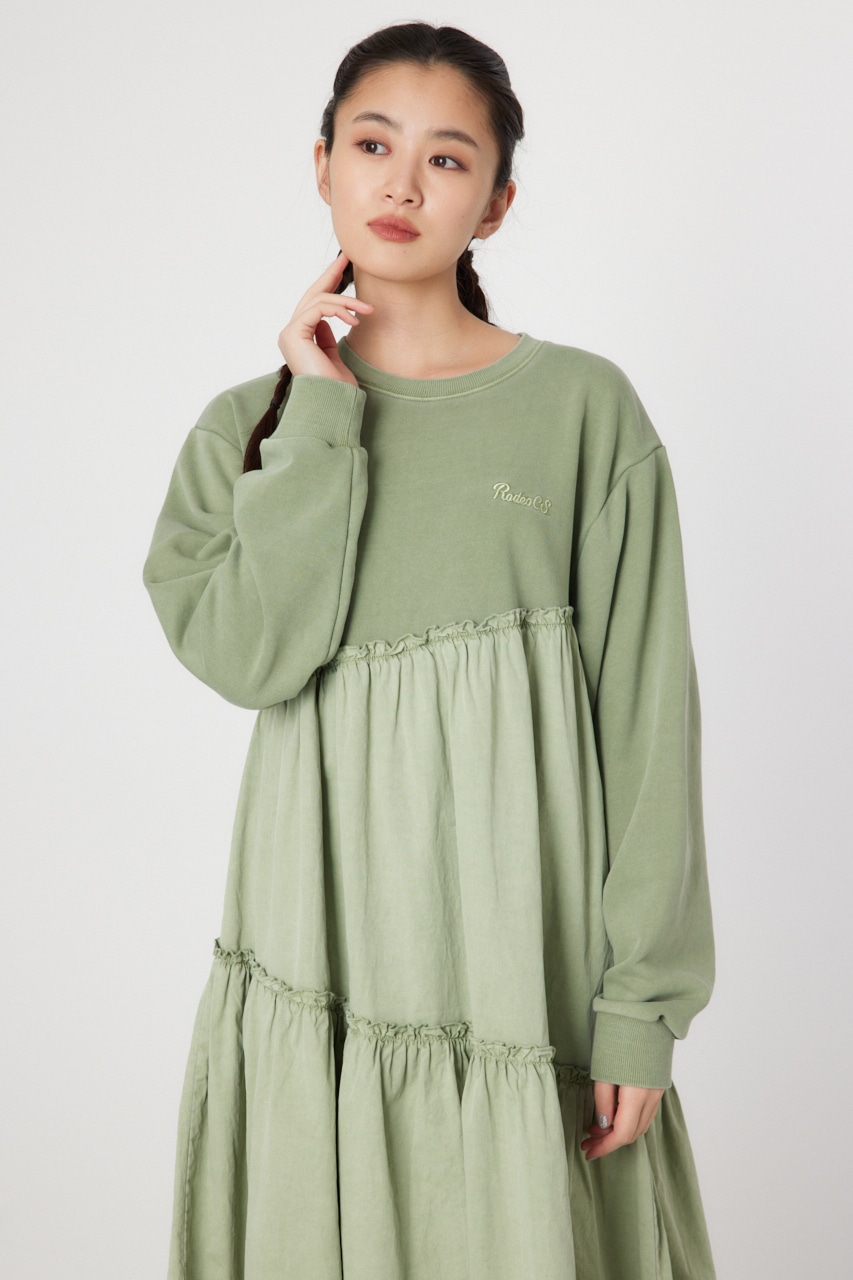 RODEO CROWNS WIDE BOWL | ピグメント布帛ドッキングワンピース