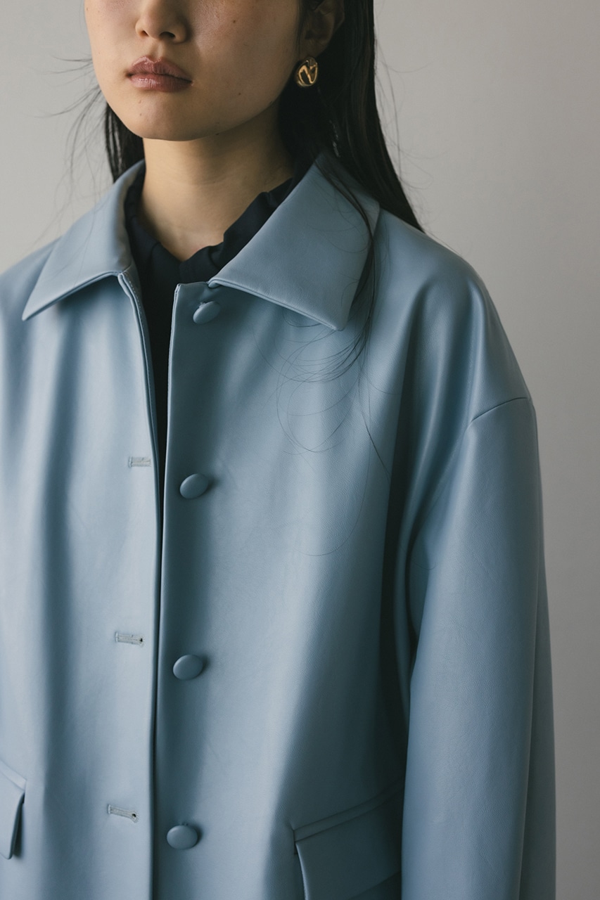 STYLEMIXER | ステンカラーフェイクレザージャケット (ジャケット