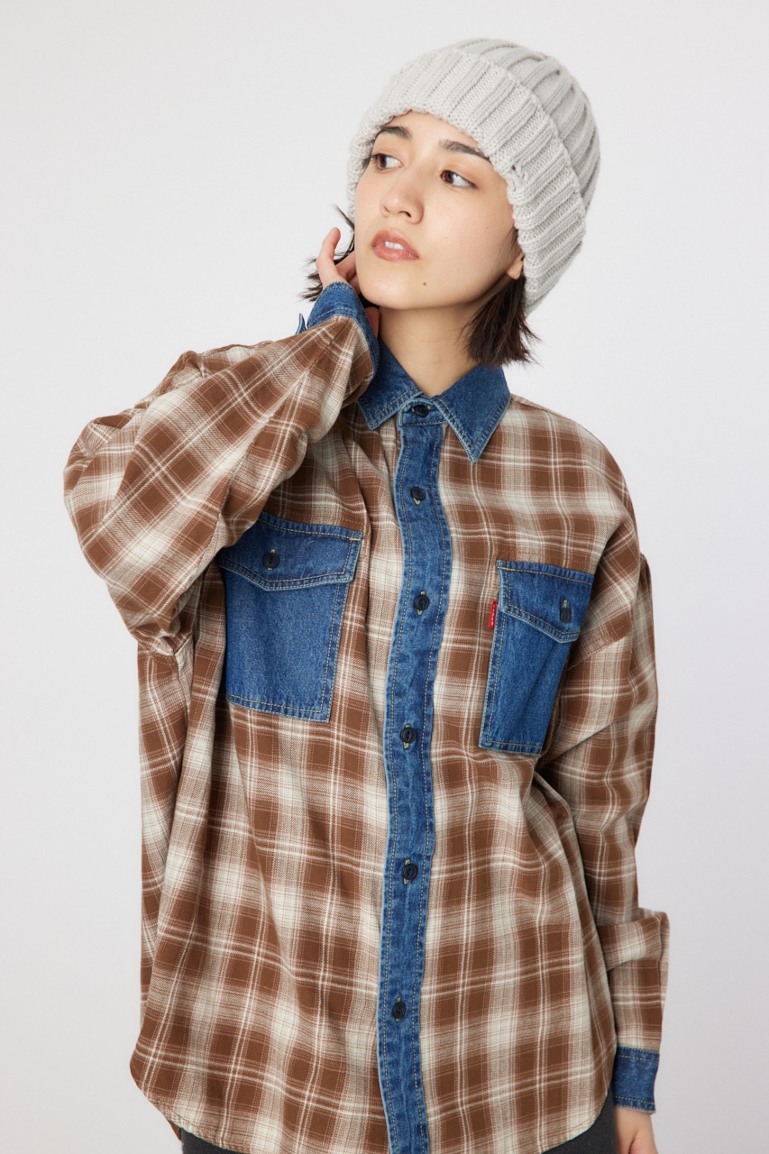 RODEO CROWNS WIDE BOWL | デニムドッキングチェックシャツ (シャツ