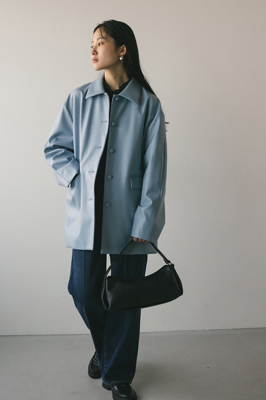 STYLEMIXER | ステンカラーフェイクレザージャケット (ジャケット