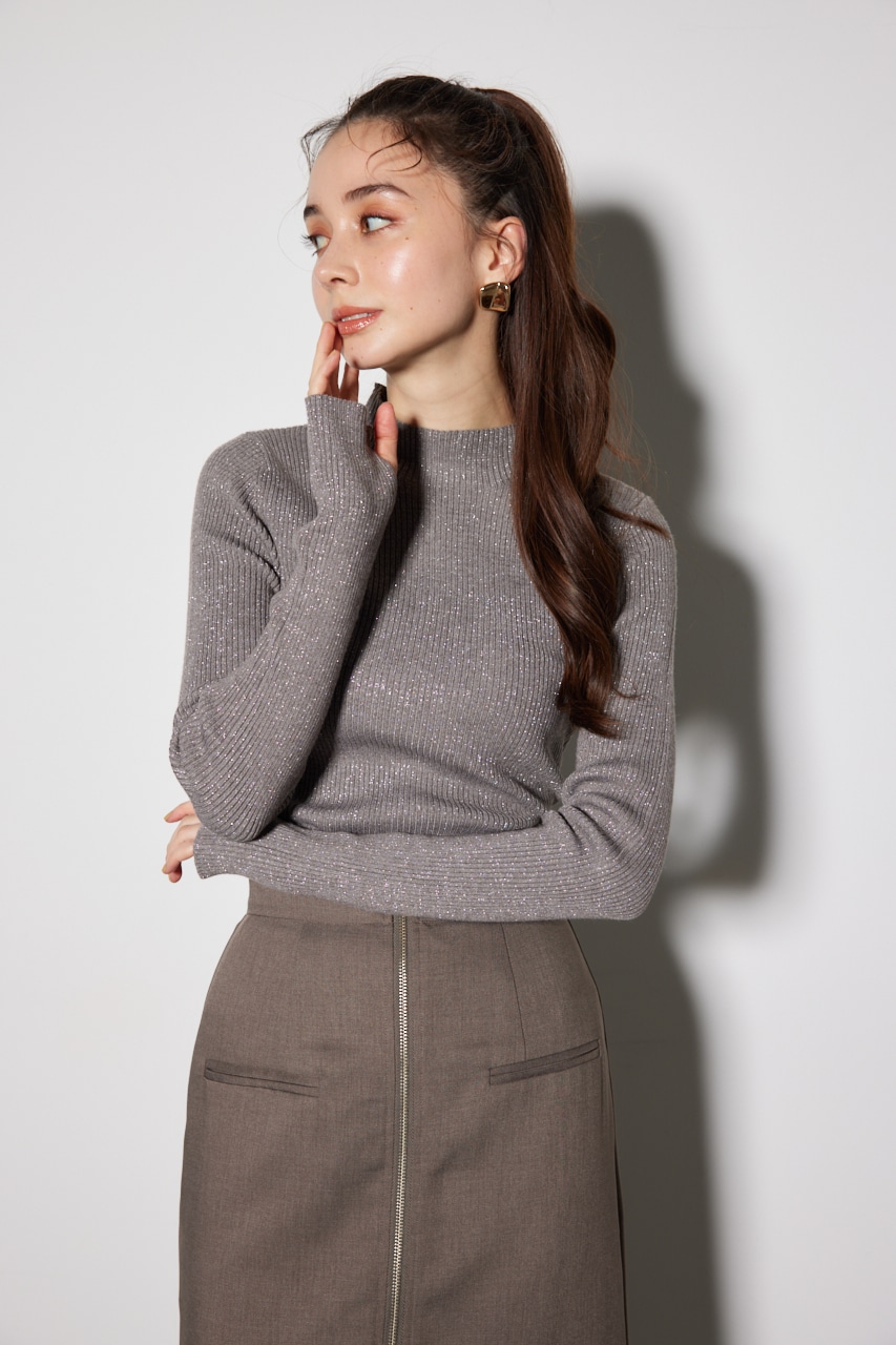 rienda | サムホール付きウォッシャブルハイネック ニット トップス