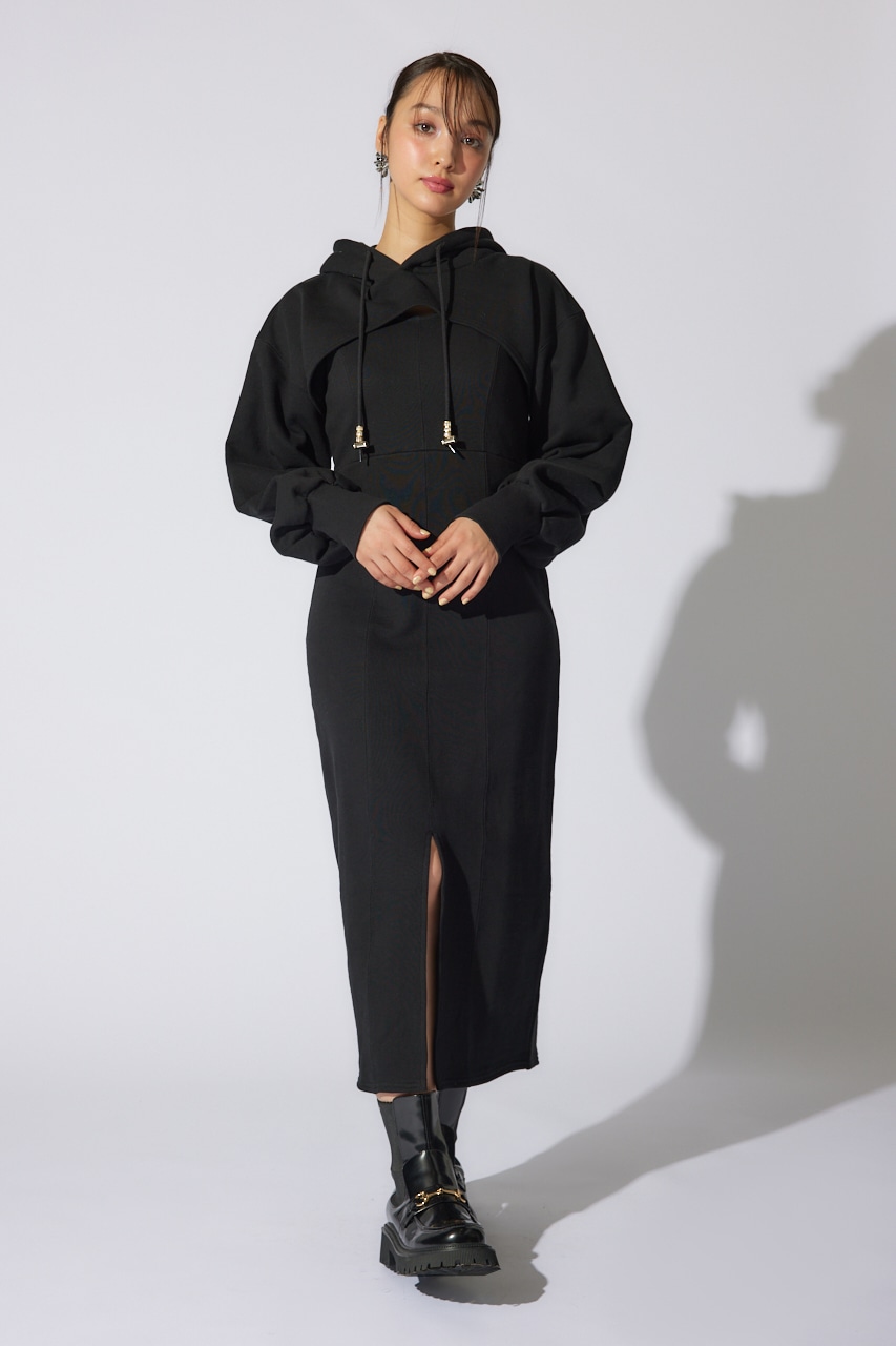 rienda | レイヤードパーカーワンピース (ワンピース(ミニ・ミディアム