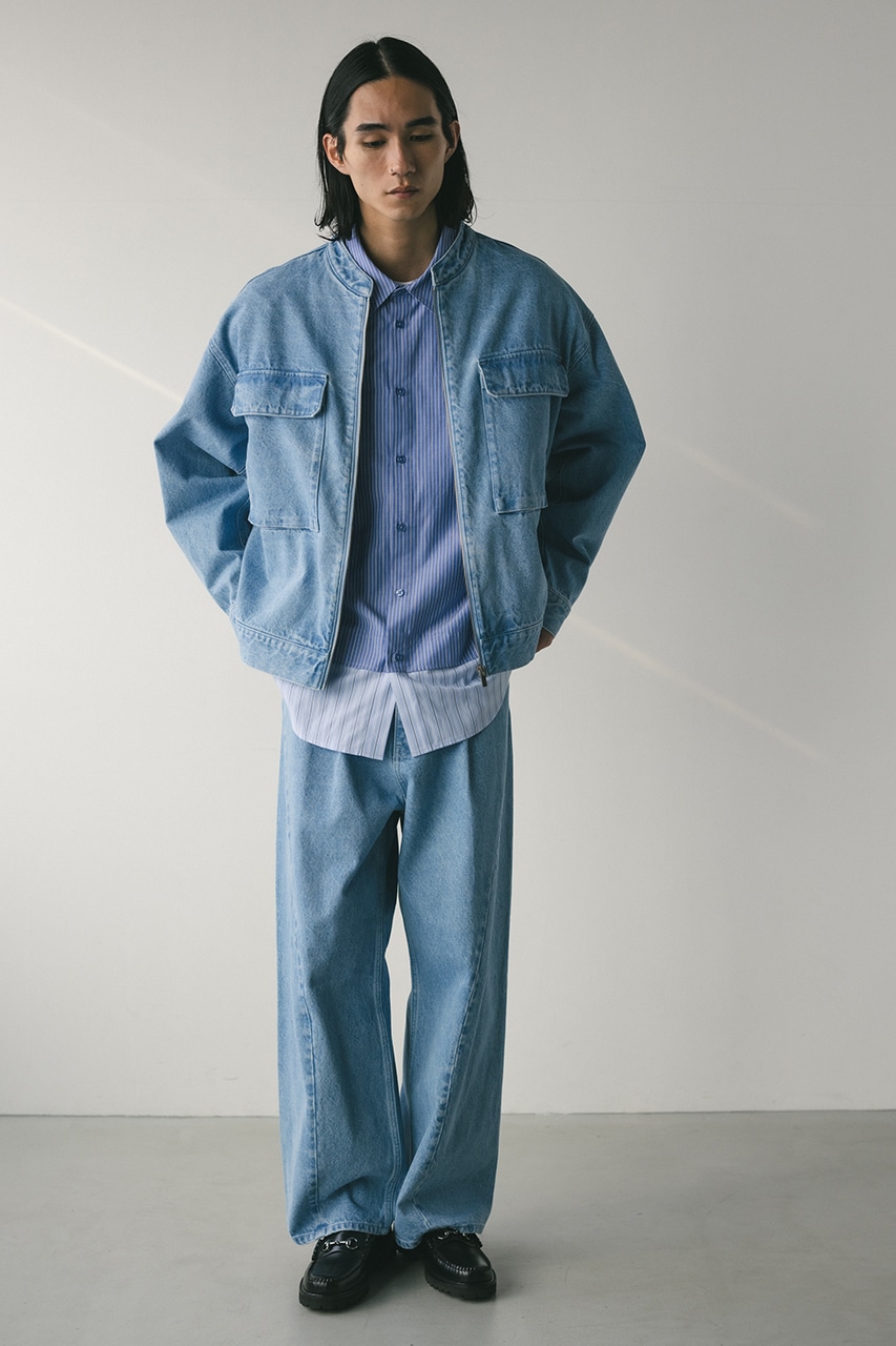 STYLEMIXER | ノーカラーデニムジャケット (デニムジャケット ) |SHEL