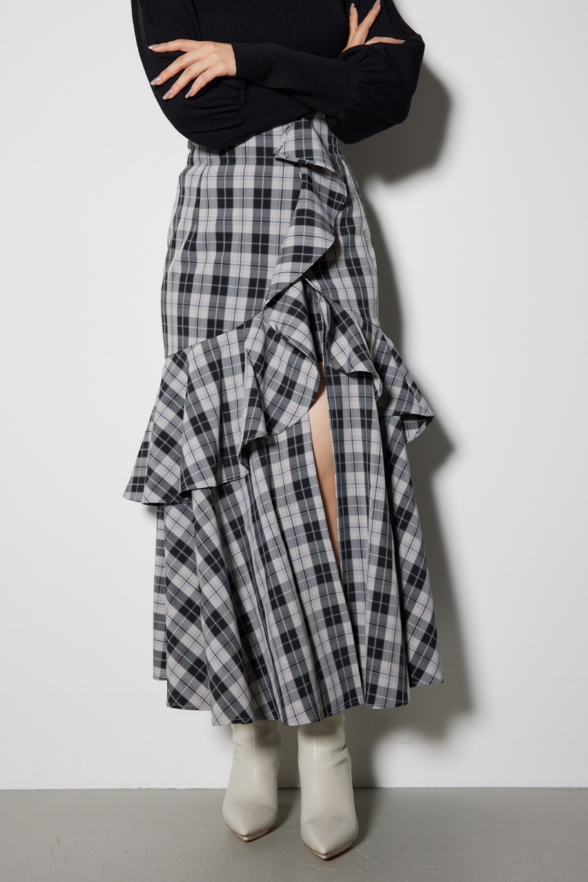 rienda | チェックフリルスリットスコートショートパンツ (パンツ