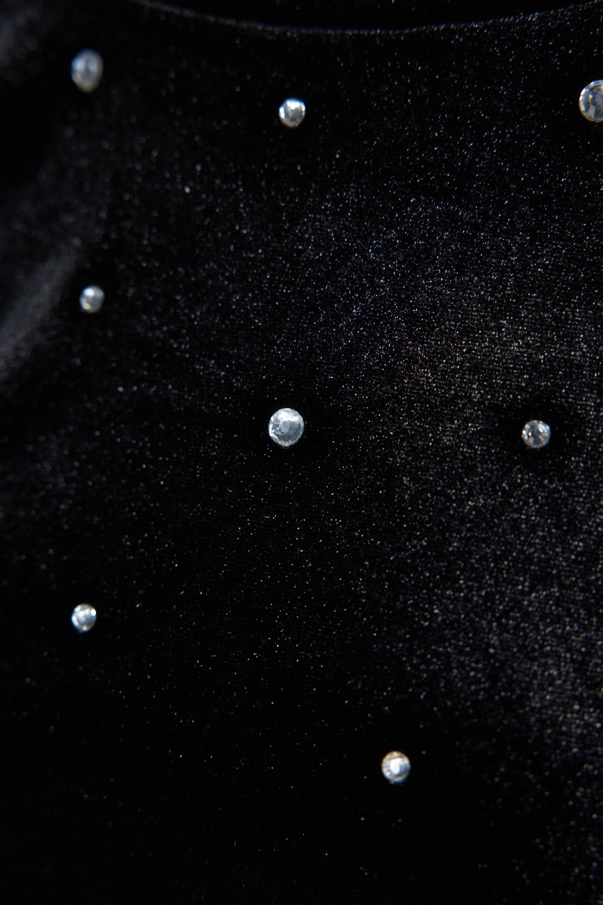 rienda | ビジューベロアクロップドトップス (Tシャツ・カットソー