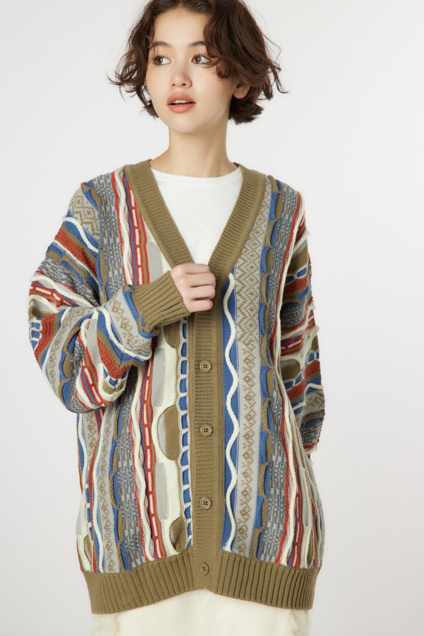 RODEO CROWNS WIDE BOWL | 3Dマルチカラーニットカーディガン