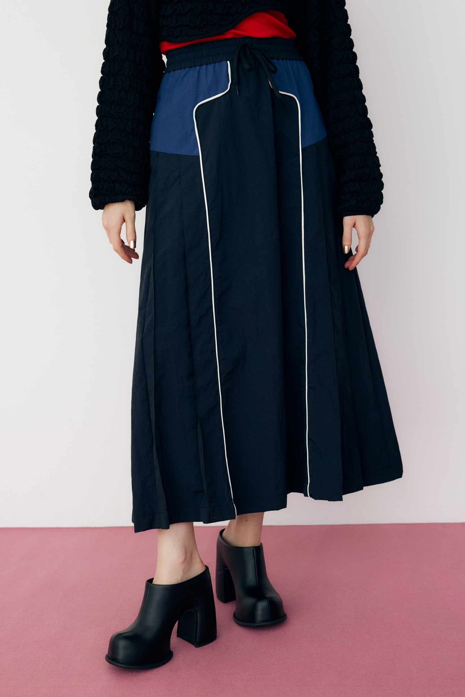 HeRIN.CYE | Side pleats flare skirt (スカート(ロング) ) |SHEL'TTER