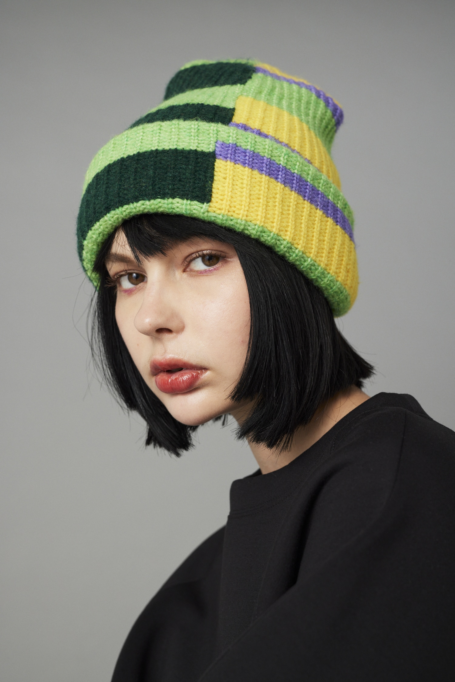 HeRIN.CYE | Randam border knit cap (帽子 ) |SHEL'TTER WEBSTORE