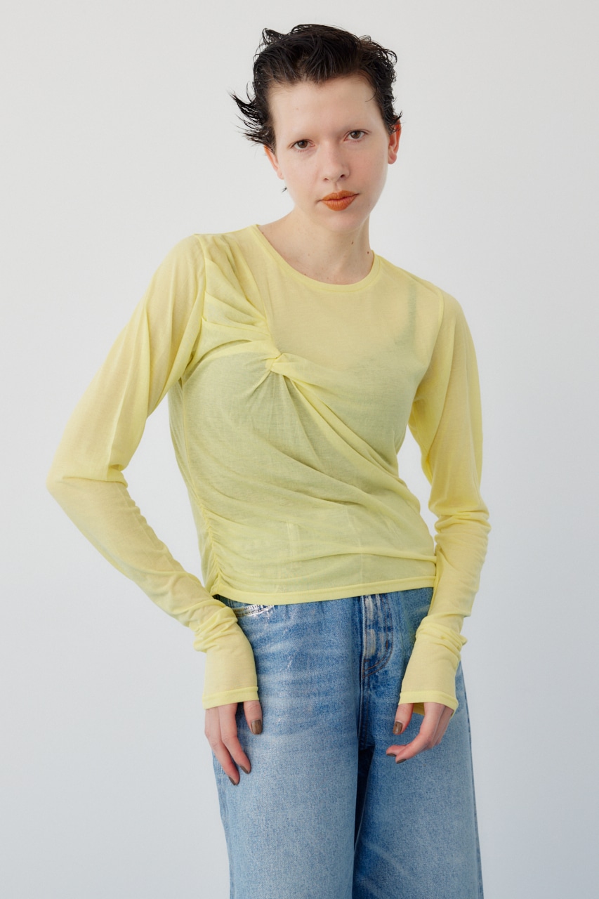HeRIN.CYE | Sheer twist tops (Tシャツ・カットソー(長袖) ) |SHEL