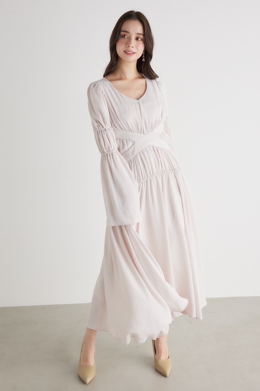 rienda | クロスBELTギャザーフレアOP (ワンピース(ロング） ) |SHEL