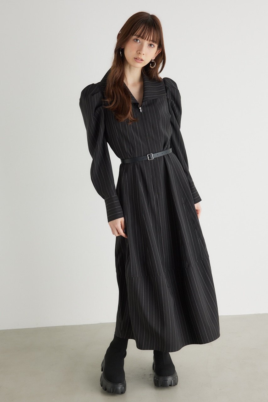 rienda | オーバーカラーZIPフレアOP (ワンピース(ミニ・ミディアム