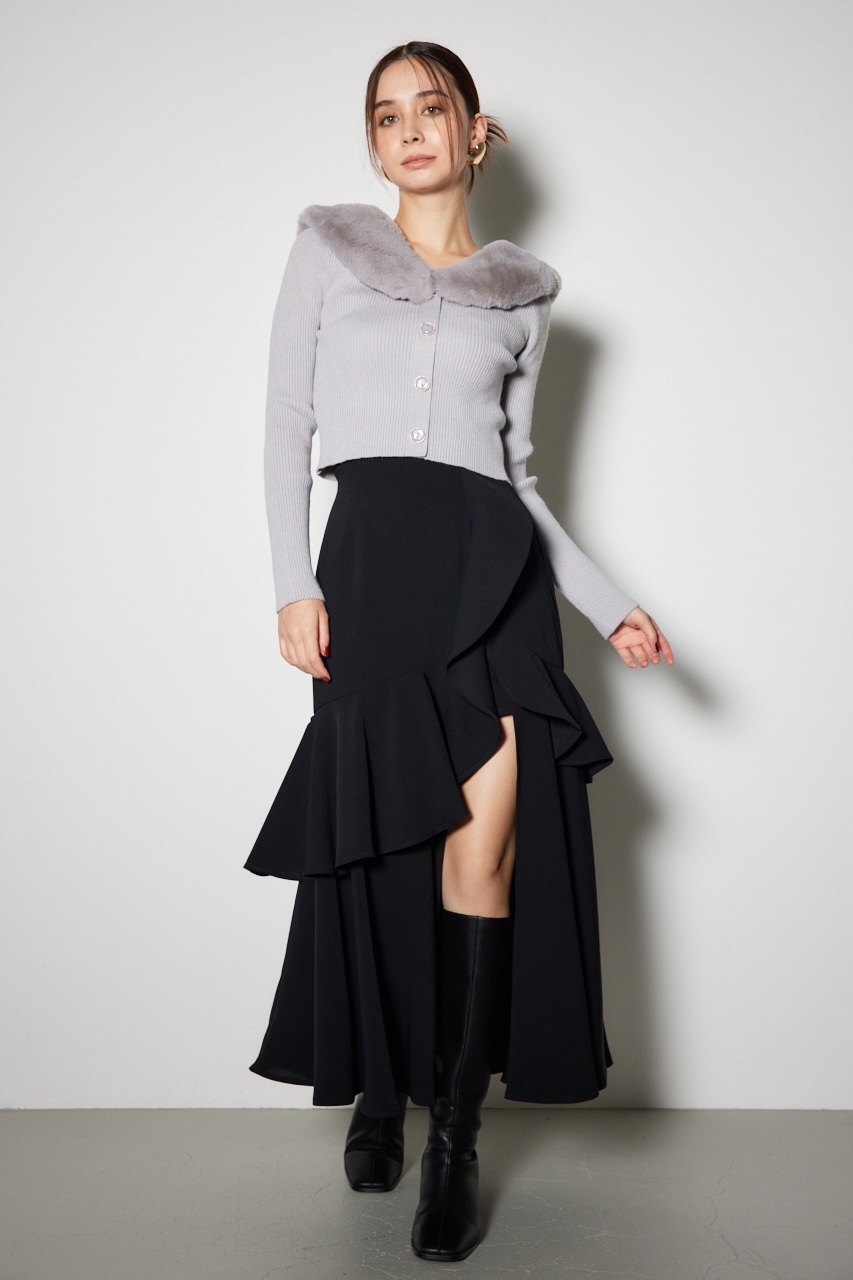 rienda | ダブルフリルスリットスコートショートパンツ (ショート