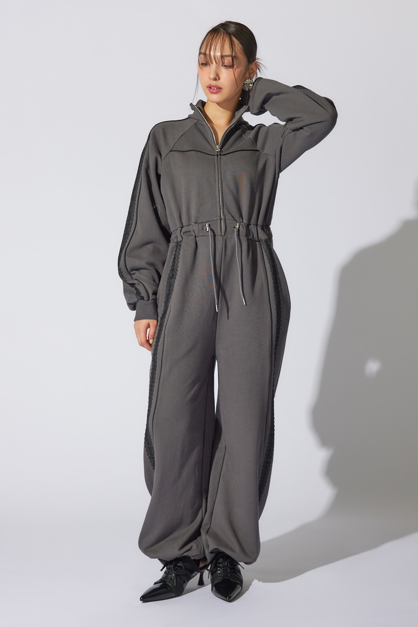 rienda | フロントZIPサイドラインロンパース (ワンピース(ロング