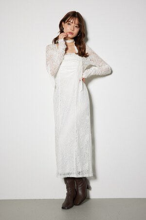rienda | チョーカー付Iラインレースワンピース (ワンピース(ロング