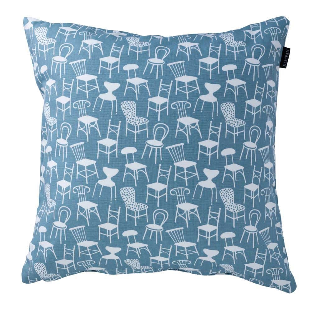 KLIPPAN/クリッパン クッションカバー チェアーズ ブルー/ホワイト