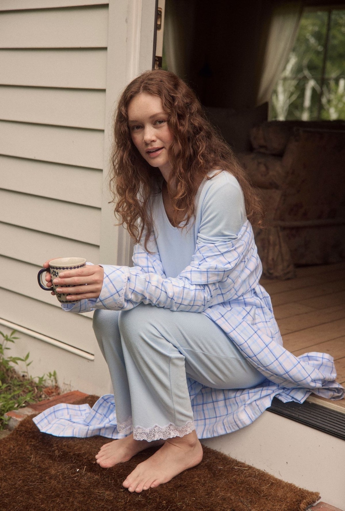 Clean Blue Dream Sweater Knit Pajama - Eileen West