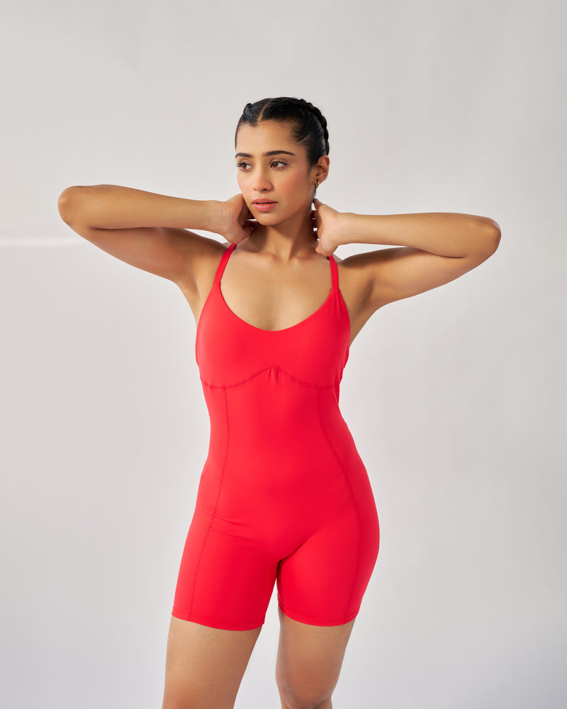 ButterBod™ Corset Bodysuit with built-in bra - Red Maple – Ela Wear