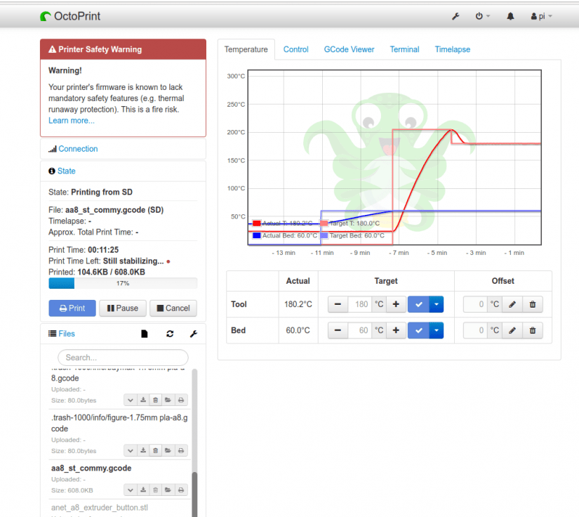 Setup Octoprint for the Anet A8 with a Raspberry Pi