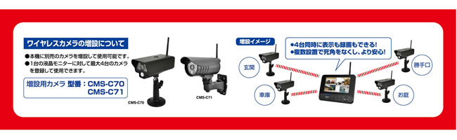 ワイヤレスカメラ＆モニター（CMS-7001） | 商品情報 | ELPA 朝日電器