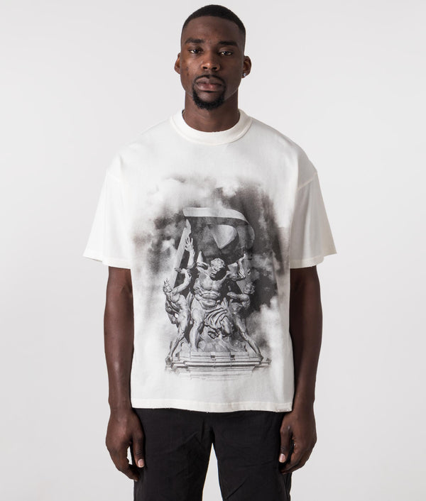 REPRESENT Atlas T-Shirt Flat White with Chest Print at EQVVS