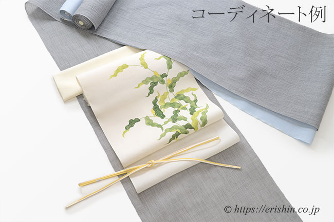 小千谷本麻長襦袢（サックスブルー/平麻）杉山織物『着物・呉服えり新』