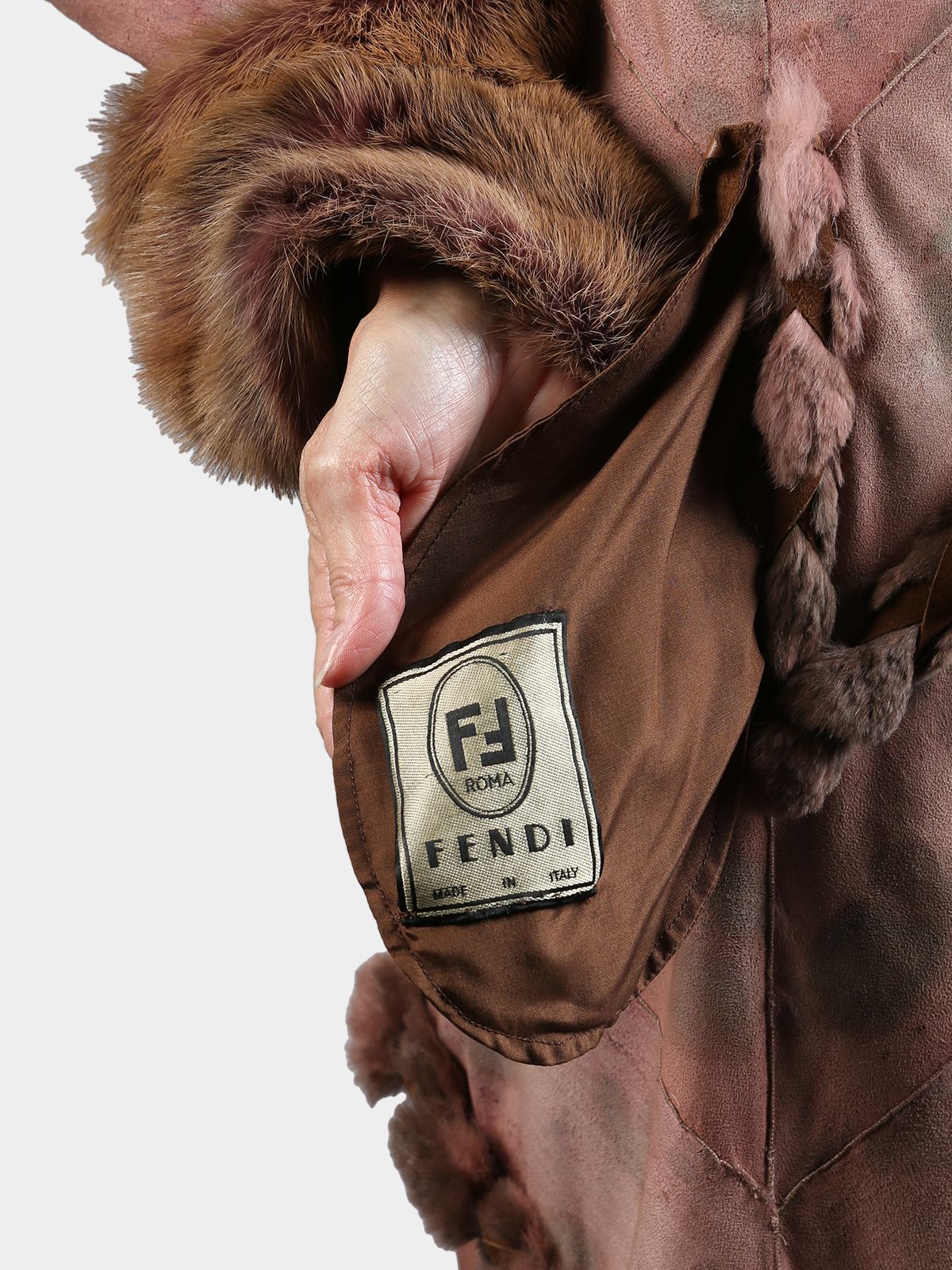 Woman's Fendi Dyed Taupe Kolinsky Fur Coat Reversible to Skin
