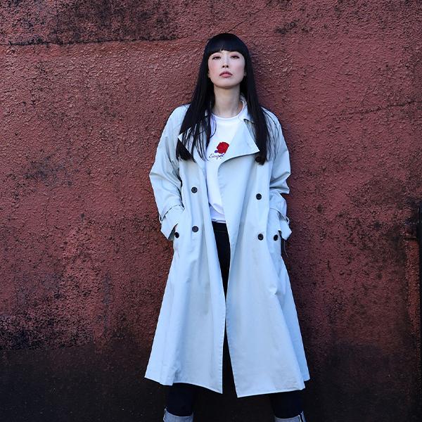 FLOWER by RADIO EVA 039】Check on EVA Trench Coat/LIGHT BLUE