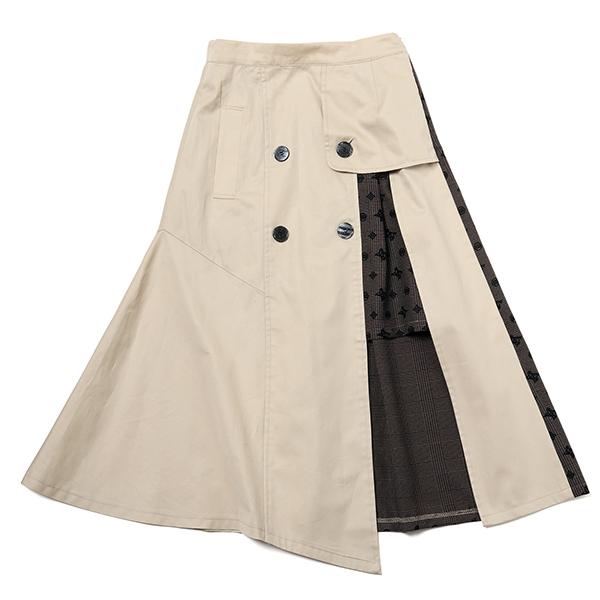 FLOWER by RADIO EVA 040】Check on EVA Trench Skirt/BEIGE