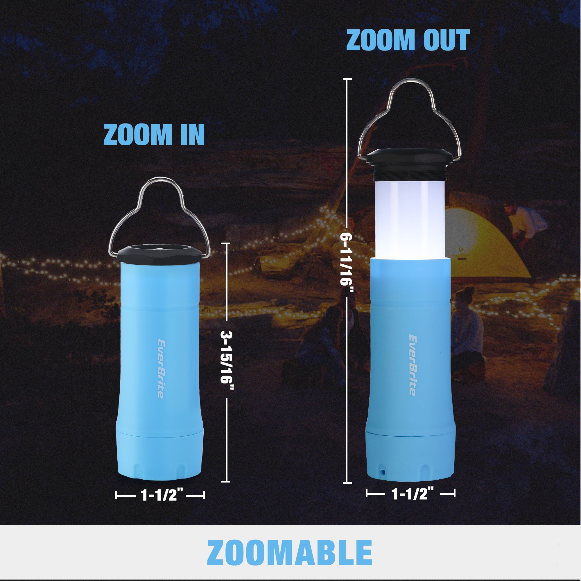 EverBrite 2 Pcs 2-in-1 Mini Zoomable Flashlight Lantern Combo with