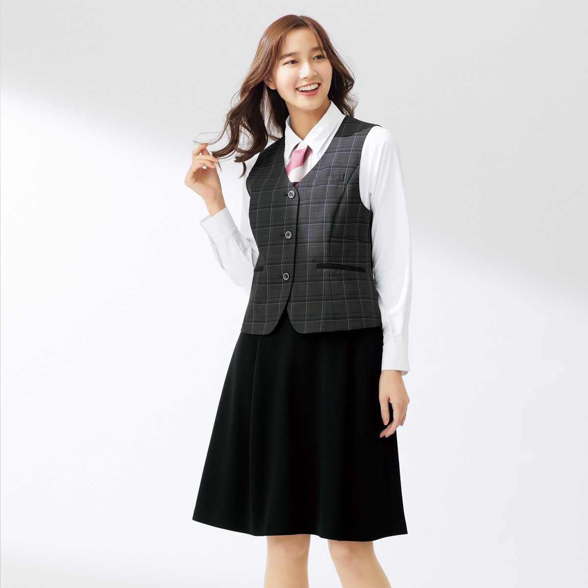 FS46042 後ゴムニットソフトプリーツスカート｜医療用白衣・介護