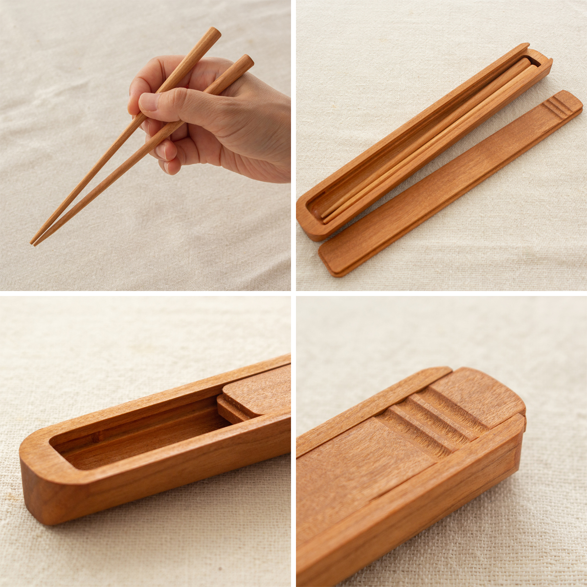 木のしごと 箸箱 ＆ 箸 セット 桜 ブラックウォールナット 作家物 難波
