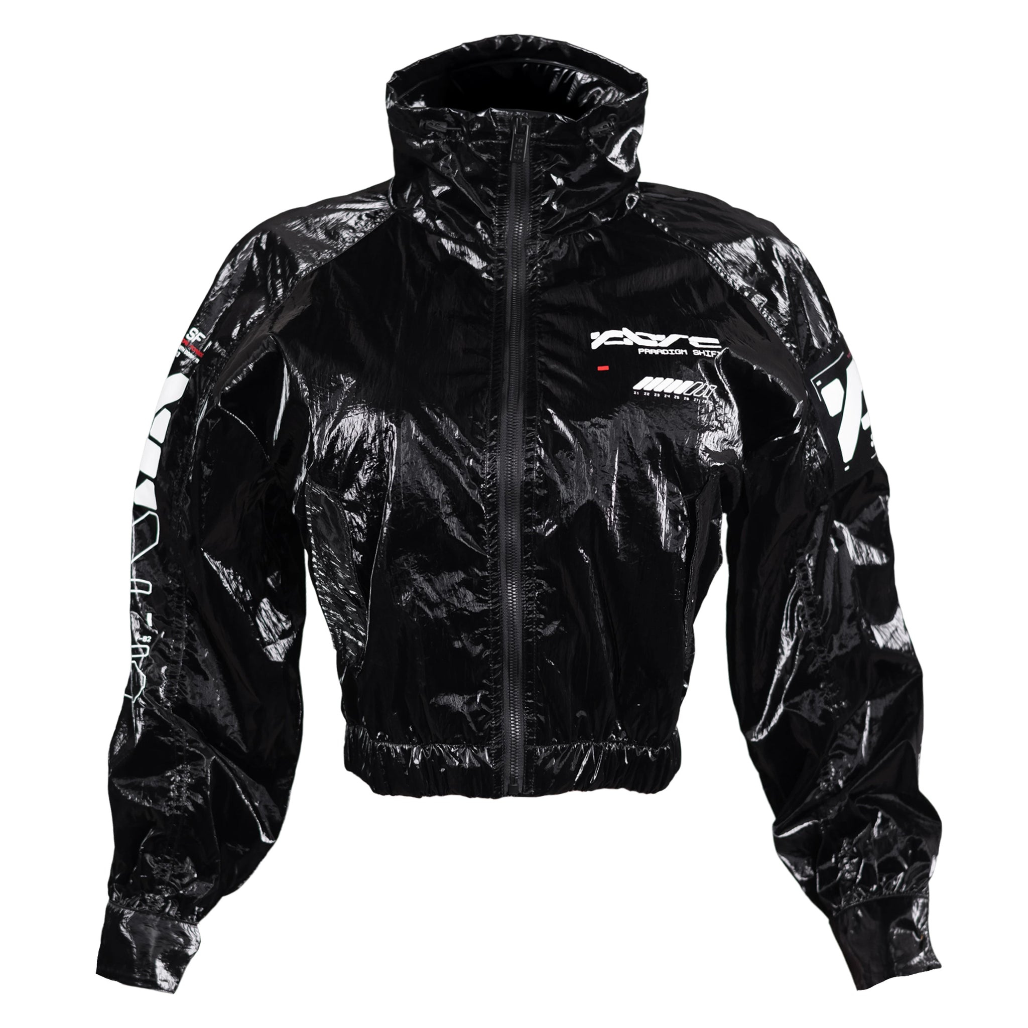SWB-052 Black Chrome Crop Windbreaker - Fabric of the Universe