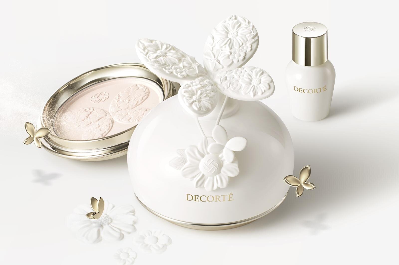 コスメデコルテ究極のフェイスパウダー、蝶＆花々の“アロマストーン風