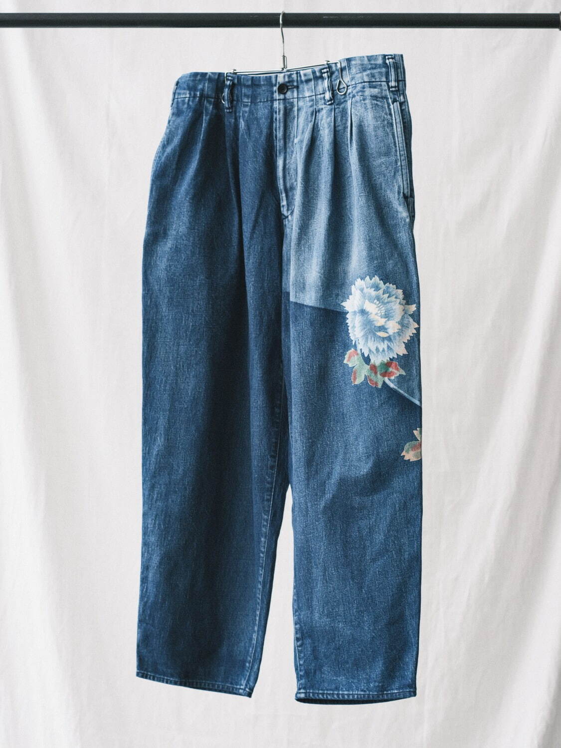 ヨウジヤマモト“友禅染めデニム”ジャケット＆タックパンツ、京友禅の