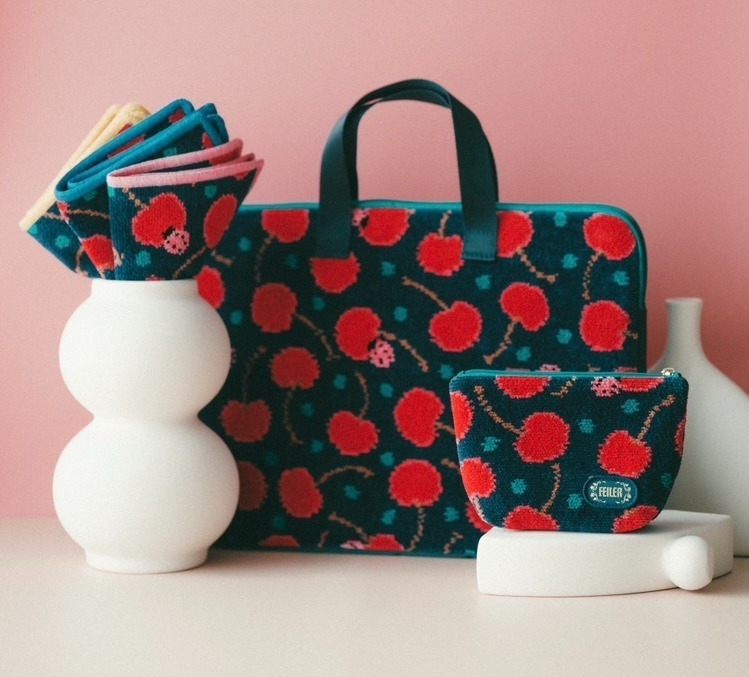 ミュベール×フェイラー“チェリー”モチーフのコラボハンカチや