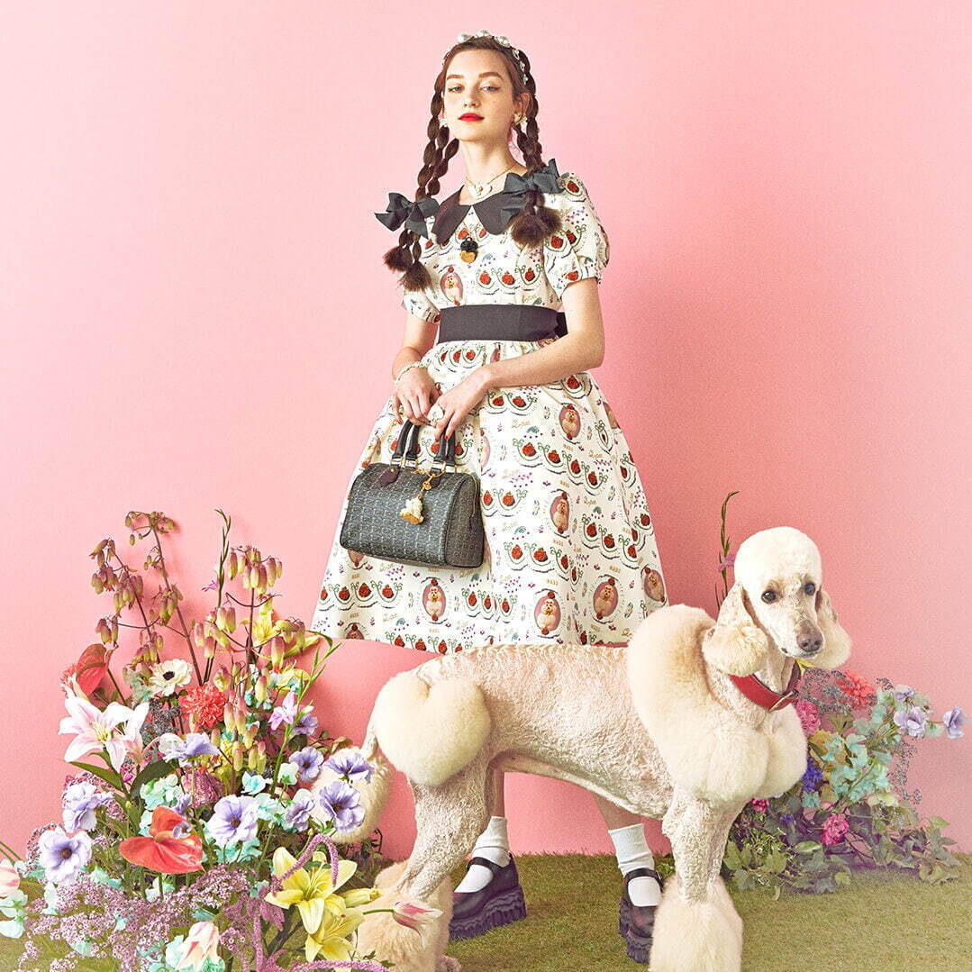 Q-pot. Dress新作「子犬のワルツ」着想ワンピース、“子犬のケーキ”柄