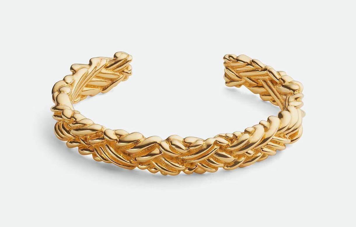 ボッテガ・ヴェネタ“編み込み”ジュエリー、ジルコニア付きリング