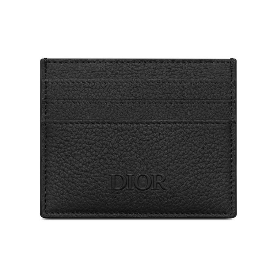 ディオール“洗練レザー”のメンズ財布、エンボスロゴ入り二つ折り財布