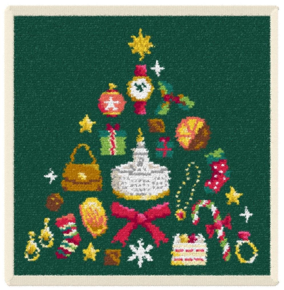 フェイラー“ケーキ＆ジュエリー”のクリスマスツリー柄ハンカチ、銀座